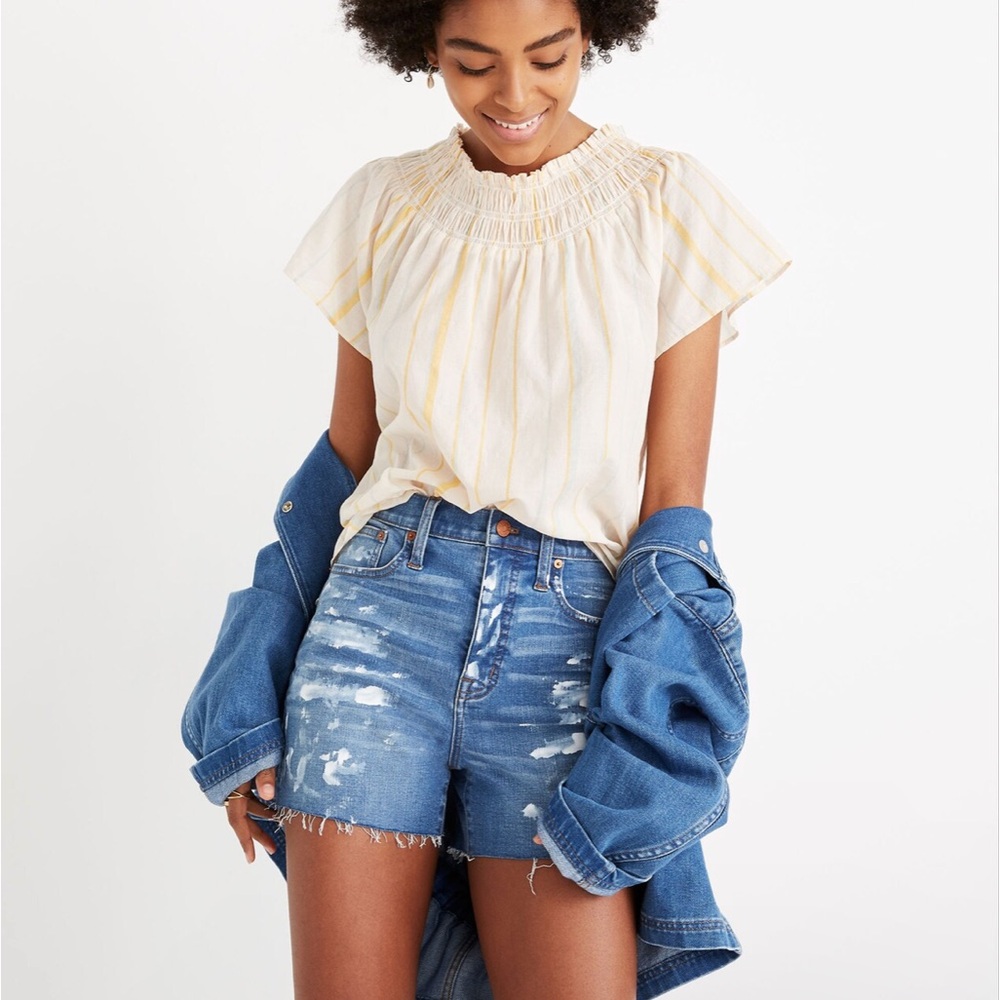 Madewell Stripe Smocked Top